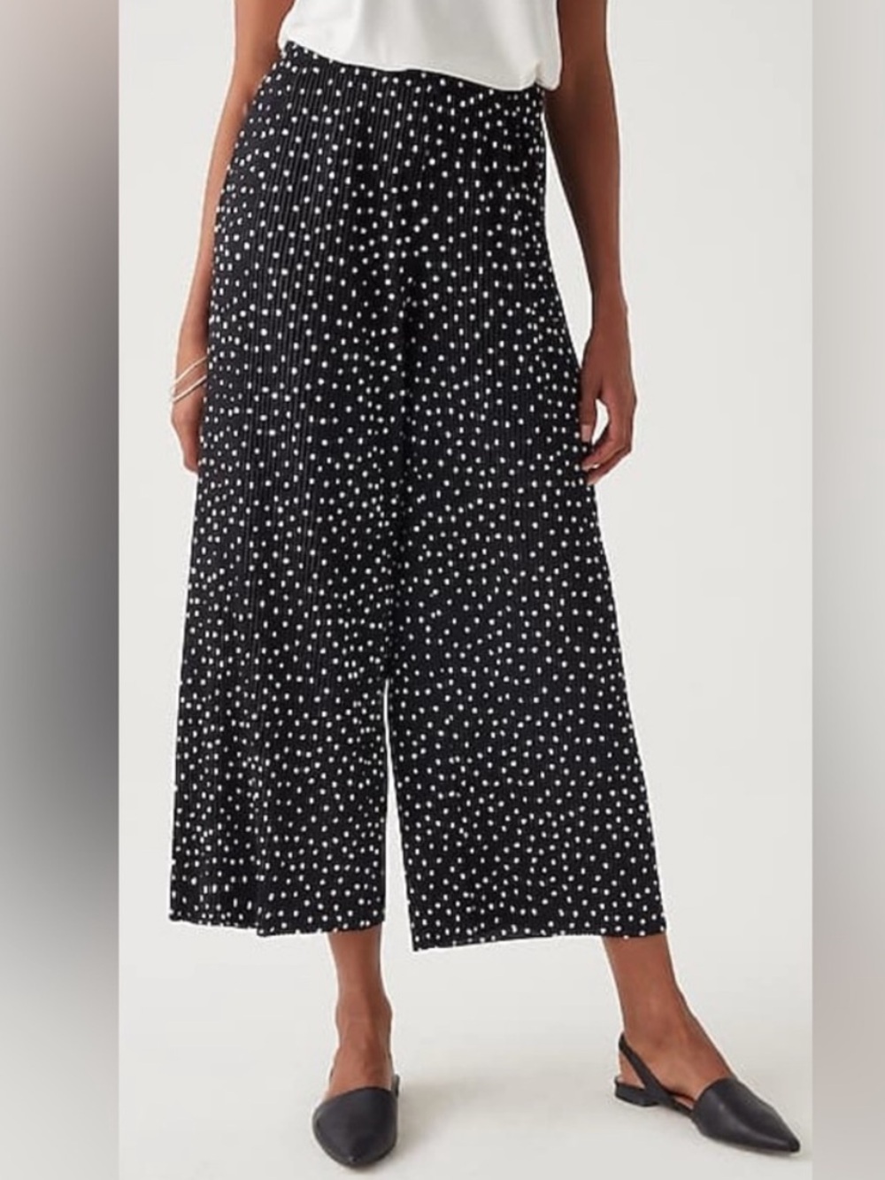 J Jill Wearever Collection plisse micro pleated Cropped Pants dotted Size M